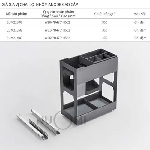 Giá gia vị Eurogold EUM2130G 3 Kích thước giá gia vị Eurogold EUM2130G