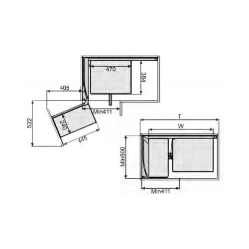 Kệ góc liên hoàn Eurogold nan Oval EPV102 3 Kích thước kệ góc liên hoàn Eurogold nan Oval EPV102