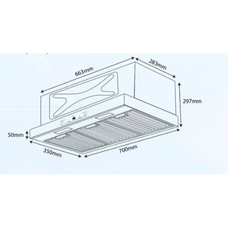 Kích thước máy hút mùi âm tủ Kocher Turbo X-350N Kích thước máy hút mùi âm tủ Kocher Turbo X-350N