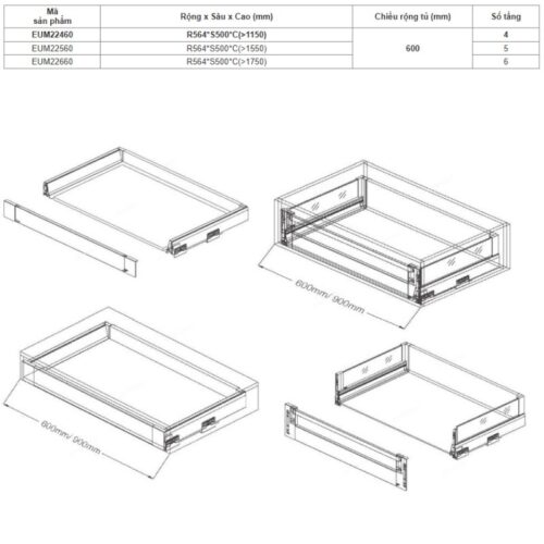 Tủ kho ngăn kéo độc lập Eurogold EUM22660 AI 3 kich thuoc tu kho ngan keo doc lap eurogold eum22660