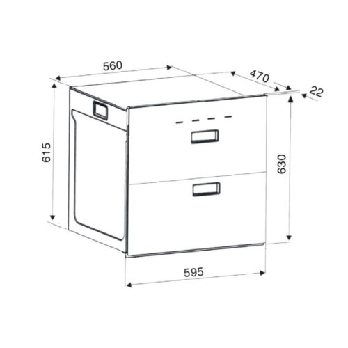 Máy sấy bát âm tủ Binova BI-999-MBK 3 Kích thước máy sấy bát âm tủ Binova BI-999-MBK