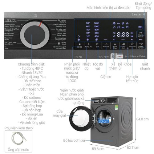 Máy giặt Bosch 10kg WGG254A0VN cửa trước 3 Đặc điểm máy giặt Bosch 10kg WGG254A0VN cửa trước