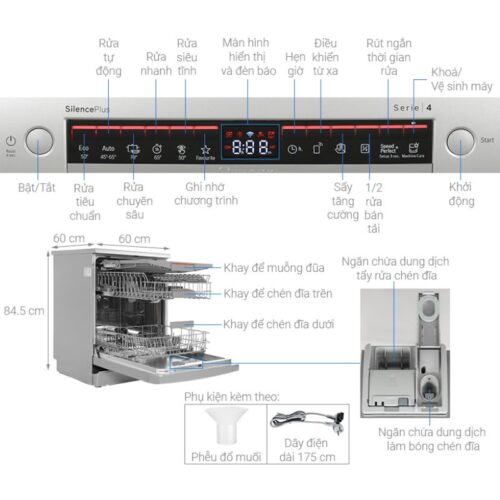 Máy rửa bát độc lập Bosch SMS4EMI06E Serie 4 5 dac diem may rua bat doc lap bosch sms4emi06e serie 4