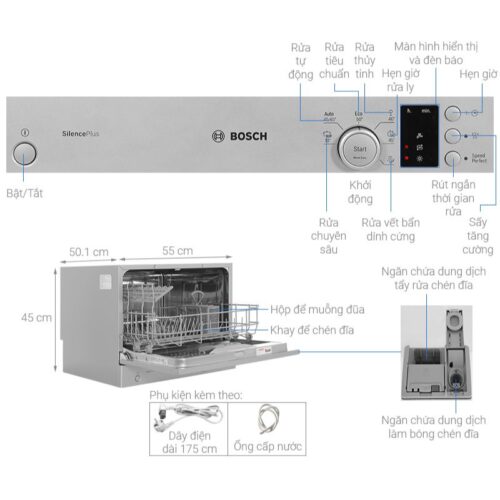 Máy rửa bát mini Bosch SKS62E38EU 5 dac diem may rua bat mini bosch sks62e38eu