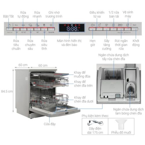 Máy rửa bát độc lập Bosch SMS6ECI11E Serie 6 5 dac diem may rua chen doc lap bosch sms6eci11e