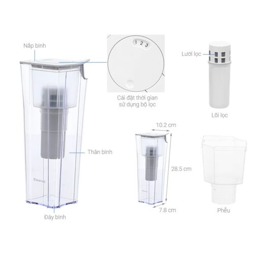 Bình lọc nước cầm tay Cleansui EJ101 3 kich thuoc binh loc nuoc cam tay cleansui ej101