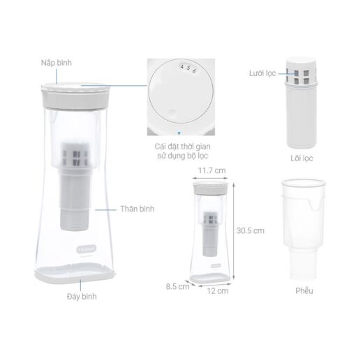 Bình lọc nước cầm tay Cleansui EJ102 4 kich thuoc binh loc nuoc cam tay cleansui ej102