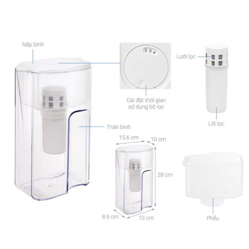 Bình lọc nước cầm tay Cleansui EJ103 3 kich thuoc binh loc nuoc cam tay cleansui ej103
