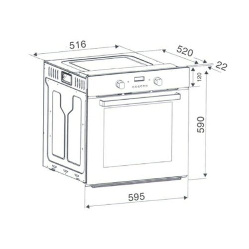 Lò nướng âm tủ 70L Binova BI-66-ISO-SS 4 kich thuoc lo nuong am tu 70l binova bi 66 iso ss 1