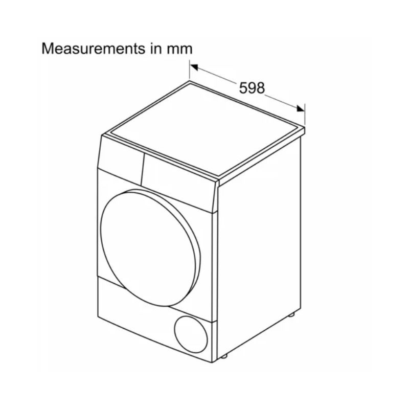 Kích thước máy sấy bơm nhiệt Bosch 9 kg WQG24570SG Kích thước máy sấy bơm nhiệt Bosch 9 kg WQG24570SG
