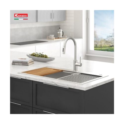 Vòi rửa bát dây rút Konox Reno 3 voi rua bat day rut reno 1