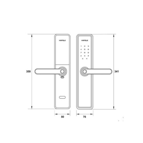 Khóa điện tử Hafele DL7600 BLE glossy copper 912.20.238 3 Kich thuoc khoa dien tu hafele dl7600 ble glossy copper 912 20 238