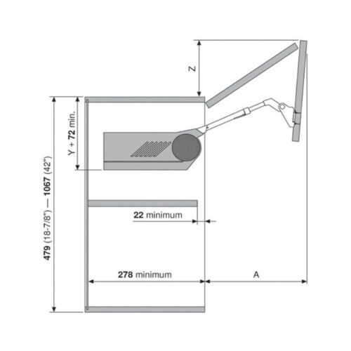 Hộp lực tay nâng Blum Aventos HF-25 372.94.034 3 kich thuoc hop luc tay nang blum aventos hf 25 372 94 034
