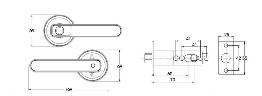 Khóa cửa vân tay Demax SL108 SV 7 kích thước Khóa cửa vân tay Demax SL108 SV