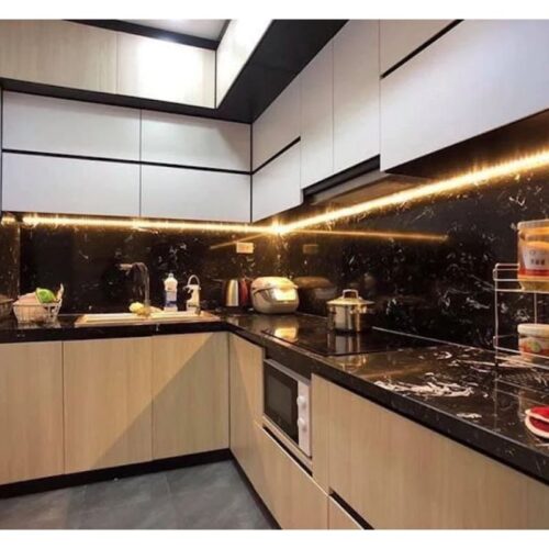 Đá bàn bếp nhân tạo Đen bạch long 3 Ảnh đá bàn bếp Đen bạch long