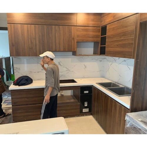 Đá bàn bếp nhân tạo Trắng vân to 3 Ảnh đá bàn bếp nhân tạo Trắng vân to