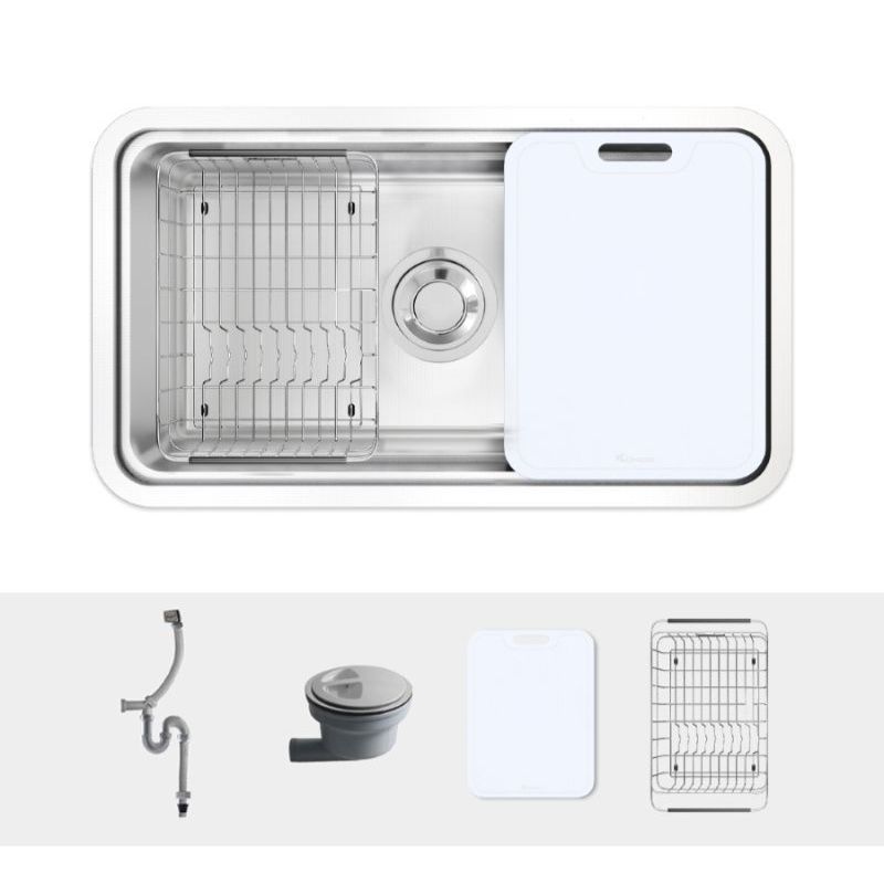 Chi tiết chậu rửa bát inox 1 hố Konox KN8347SU Dekor Basic Chi tiết chậu rửa bát inox 1 hố Konox KN8347SU Dekor Basic