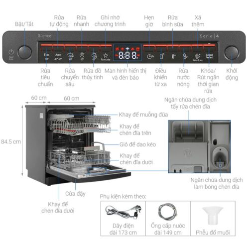 Máy rửa bát độc lập Bosch SMS4IKC62T Serie 4 3 Kích thước máy rửa bát độc lập Bosch SMS4IKC62T Serie 4