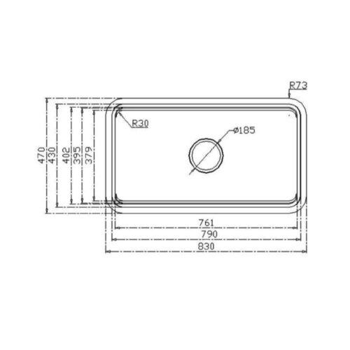 Chậu rửa bát inox 1 hố Konox KN8347SU Dekor Basic 3 Kích thước chậu rửa bát inox 1 hố Konox KN8347SU Dekor Basic