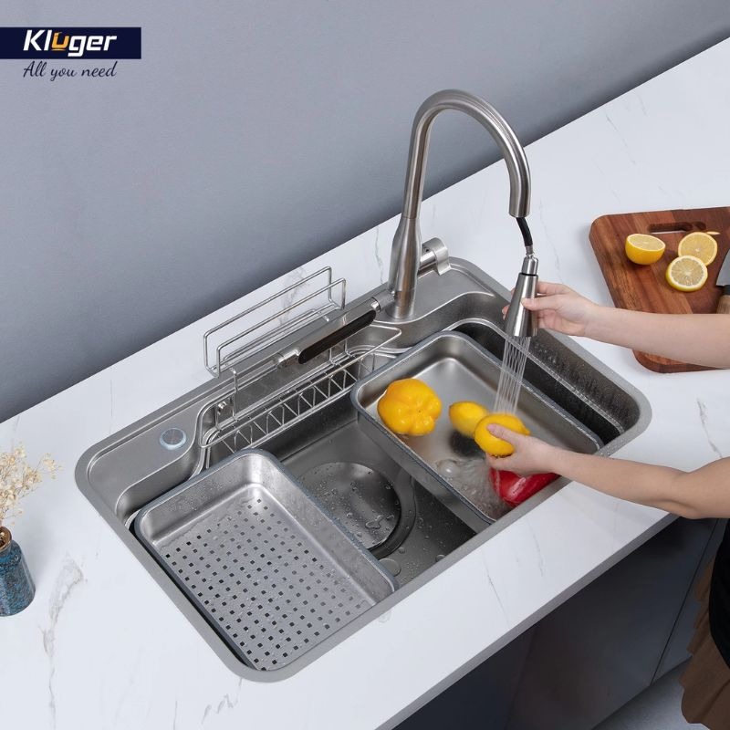 anh-thuc-te-chau-rua-bat-1-ho-kluger-kf7848fs-s78-plus Ảnh chậu rửa bát 1 hố Kluger KF7848FS-S78 Plus