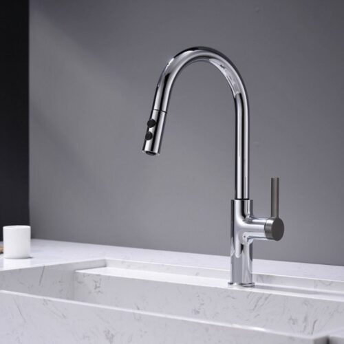 Vòi rửa bát nóng lạnh Kluger KLF0005C có dây rút 4 Ảnh vòi rửa bát nóng lạnh Kluger KLF0005C có dây rút