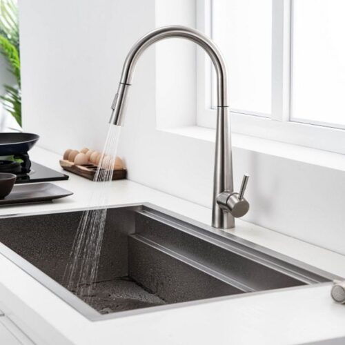 Vòi rửa bát nóng lạnh Kluger KLF0009C có dây rút 4 Ảnh vòi rửa bát nóng lạnh Kluger KLF0009C có dây rút