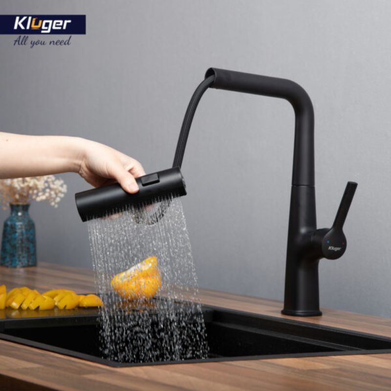 Ảnh vòi rửa bát nóng lạnh Kluger KLF0018B có dây rút Ảnh vòi rửa bát nóng lạnh Kluger KLF0018B có dây rút