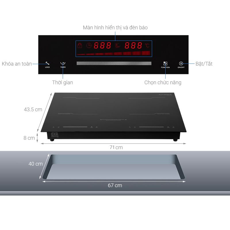 Chi tiết bếp từ đôi Junger MK-22 lắp âm Chi tiết bếp từ đôi Junger MK-22 lắp âm