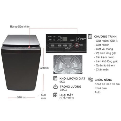 Máy giặt Sharp 9kg ES-Y90HV-S cửa trên 3 Chi tiết máy giặt Sharp 9kg ES-Y90HV-S cửa trên