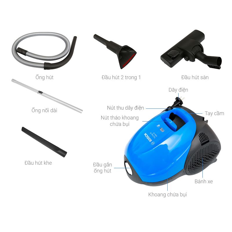 Chi tiết máy hút bụi dạng hộp Bosch BSM1805RU Chi tiết máy hút bụi dạng hộp Bosch BSM1805RU