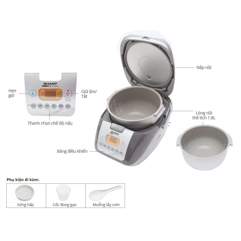 Chi tiết nồi cơm điện 1.8L SHARP KS-COM19V Chi tiết nồi cơm điện 1.8L SHARP KS-COM19V