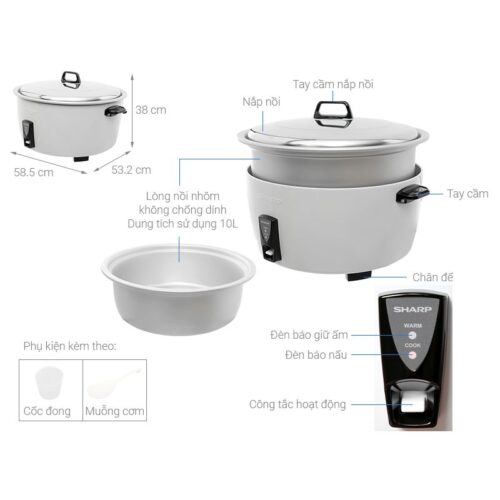 Nồi cơm điện 10L Sharp KSH-D1010V 2 Chi tiết nồi cơm điện 10L Sharp KSH-D1010V