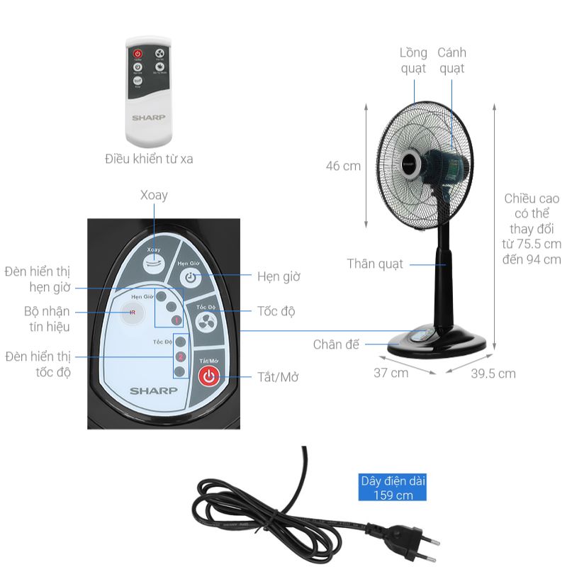 chi-tiet-quat-dung-sharp-pj-l40rv-dg chi tiet quat dung sharp pj l40rv dg