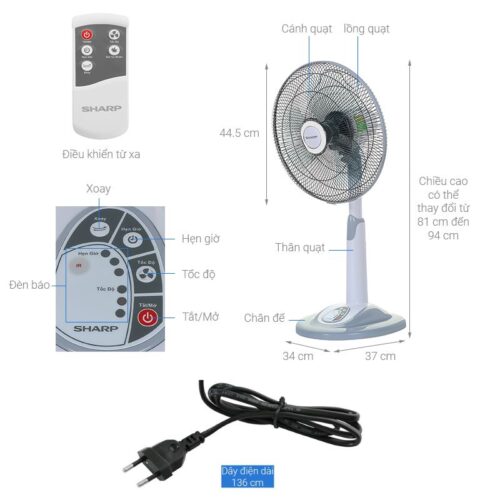 Quạt đứng Sharp PJ-L40RV-LG 2 Chi tiết quạt đứng Sharp PJ-L40RV-LG