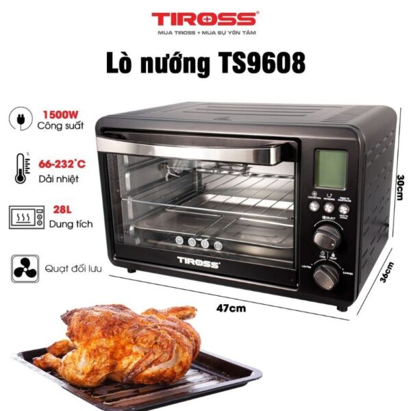 Hình ảnh lò nướng điện Tiross 28L TS9608 Hình ảnh lò nướng điện Tiross 28L TS9608