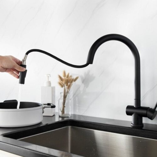 Vòi rửa bát nóng lạnh Kluger KLF0008B có dây rút 4 Ảnh vòi rửa bát nóng lạnh Kluger KLF0008B có dây rút