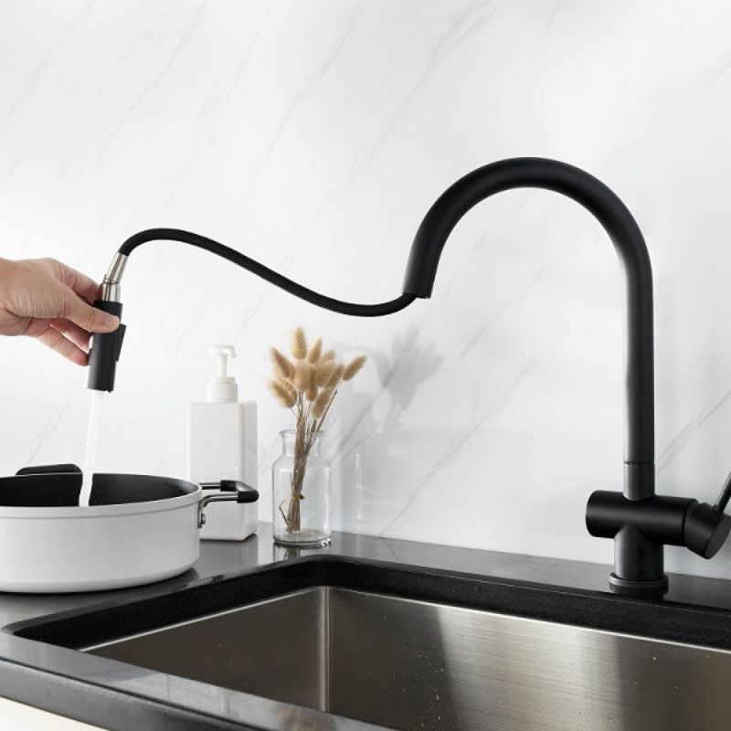Ảnh vòi rửa bát nóng lạnh Kluger KLF0008B có dây rút Ảnh vòi rửa bát nóng lạnh Kluger KLF0008B có dây rút