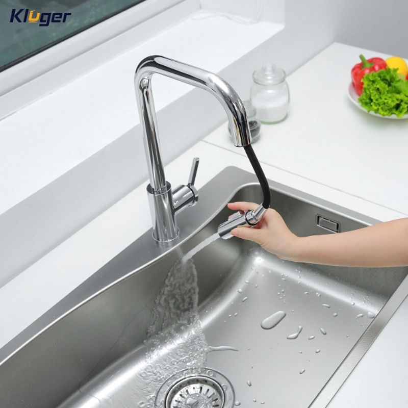 Ảnh vòi rửa bát nóng lạnh Kluger KLF0011C  có dây rút Ảnh vòi rửa bát nóng lạnh Kluger KLF0011C có dây rút
