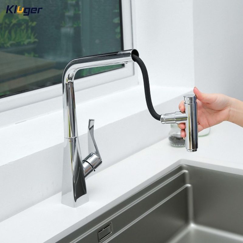 Ảnh vòi rửa bát nóng lạnh Kluger KLF0016C có dây rút Ảnh vòi rửa bát nóng lạnh Kluger KLF0016C có dây rút