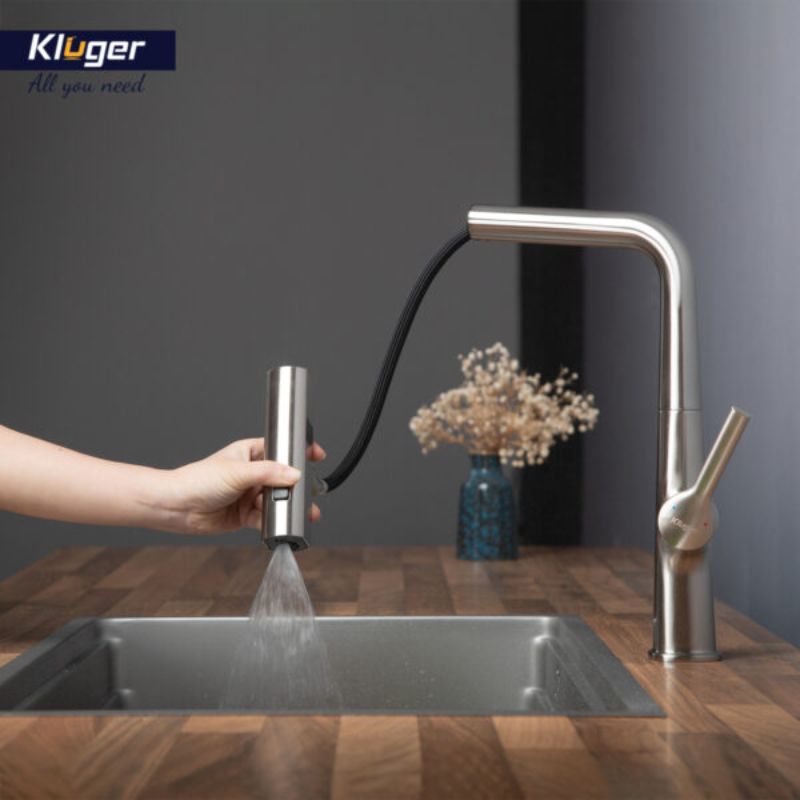 Ảnh vòi rửa bát nóng lạnh Kluger KLF0018S có dây rút Ảnh vòi rửa bát nóng lạnh Kluger KLF0018S có dây rút