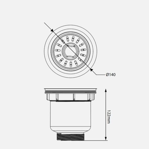 Bát rác inox Kluger KS-501DN145 4 Kích thước bát rác inox Kluger KS-501DN145