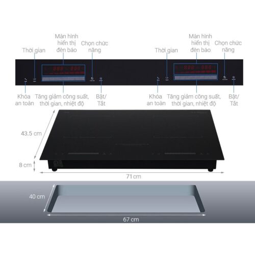 Bếp từ đôi Junger CEJ-200-II lắp âm 4 Kích thước bếp từ đôi Junger CEJ-200-II lắp âm