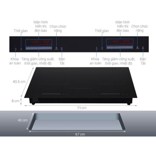 Bếp từ đôi Junger CEJ-202-II lắp âm 4 Kích thước bếp từ đôi Junger CEJ-202-II lắp âm