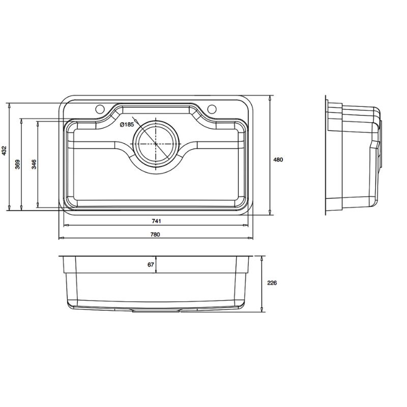 Kích thước chậu rửa bát 1 hố Kluger KF7848FS-S78 Plus Kích thước chậu rửa bát 1 hố Kluger KF7848FS-S78 Plus