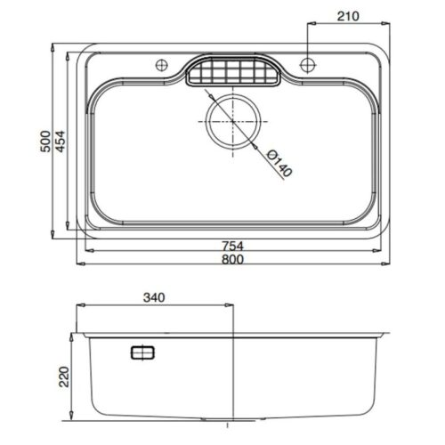 Chậu rửa bát 1 hố Kluger KW8151FB-S80 5 kich thuoc chau rua bat 1 ho kluger kw8151fb s80