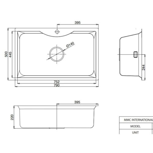 Chậu rửa bát 1 hố Kluger KW8191FS-S79 5 Kích thước chậu rửa bát 1 hố Kluger KW8191FS-S79