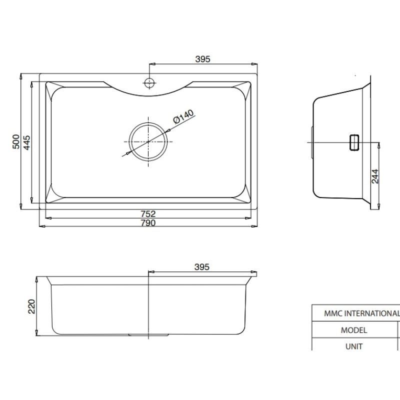 Kích thước chậu rửa bát 1 hố Kluger KW8191FS-S79 Kích thước chậu rửa bát 1 hố Kluger KW8191FS-S79