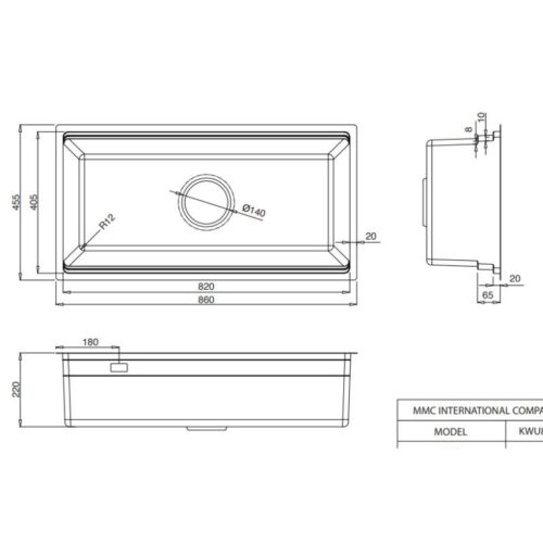 Chậu rửa bát 1 hố Kluger KWU8161FS-S86 5 Kích thước chậu rửa bát 1 hố Kluger KWU8161FS-S86