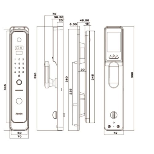 Khóa cửa điện tử Avolock AV-69-B 3 Kích thước khóa cửa điện tử Avolock AV-69-B