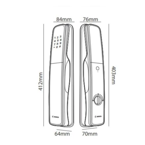 Khóa cửa thông minh Bosch EL800VX EU Gray 4 Kích thước khóa cửa thông minh Bosch EL800VX EU Gray